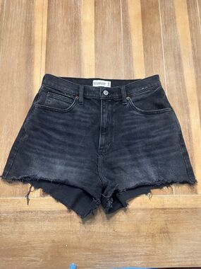 Abercrombie & Fitch Black High-Rise Cutoff Denim Shorts